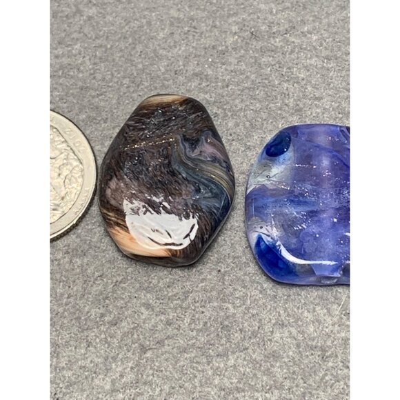 Two Unique Multicolor Lampwork Glass Beads for Jewelry Making Crafts - Picture 3 of 7